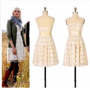 ANTHROPOLOGIE- LIL - Hour by Hour, lace, silk & tulle spaghetti strap dress